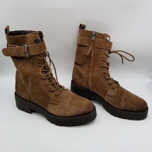 Sam Edelman Women Brown Suede Zip Junip Combat Boots 7 - Picture 4 of 7